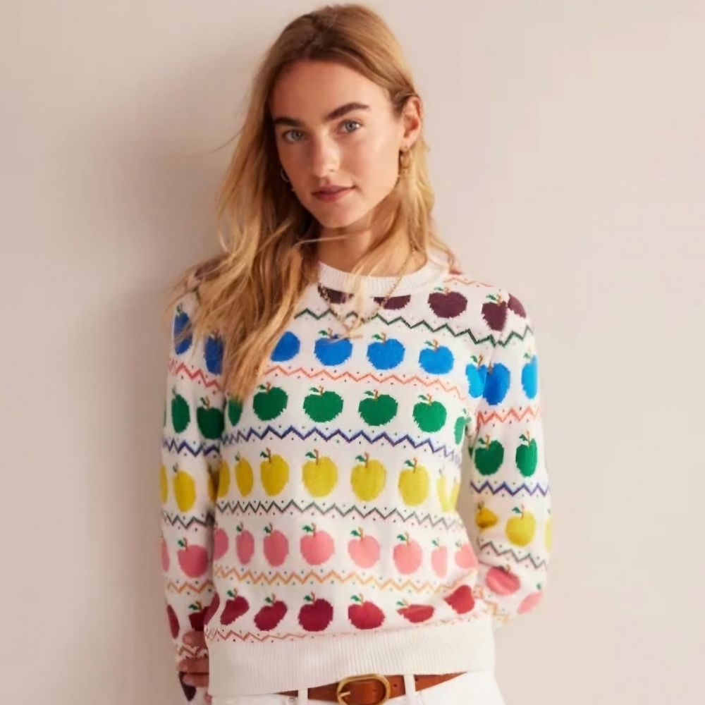 Boden Fair Isle Apple Sweater, Size Small